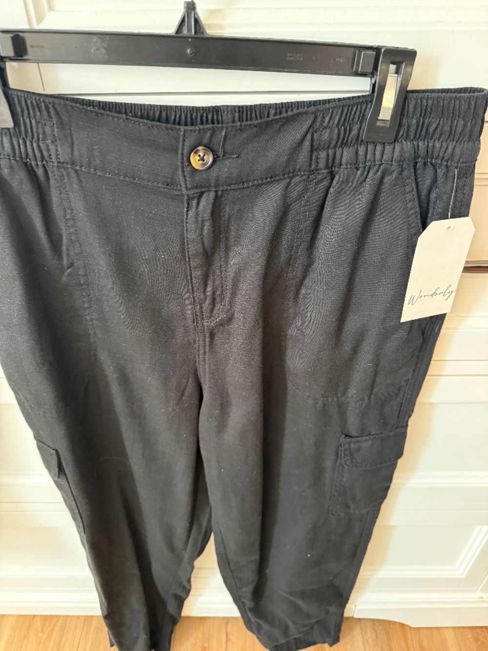 Wonderly Linen Blend Pants Black Medium Petite NWT